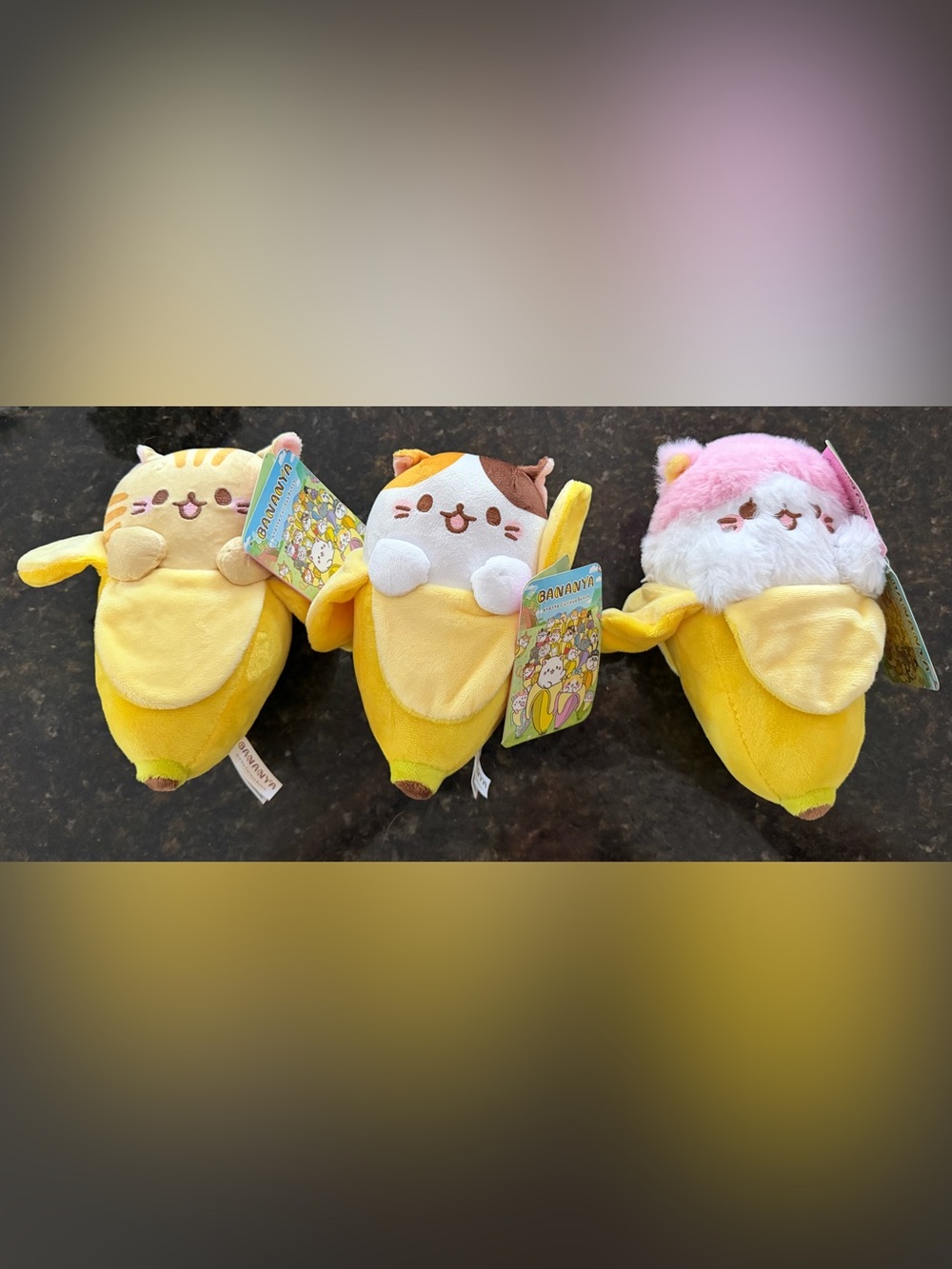 Bananya Plush Banana Cat Stuffed Animal - Yellow White Brown